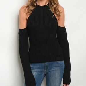 Cold Shoulder Black Sweater